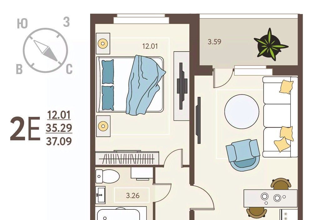 квартира г Курск р-н Сеймский ул Энгельса 115а/3 фото 1