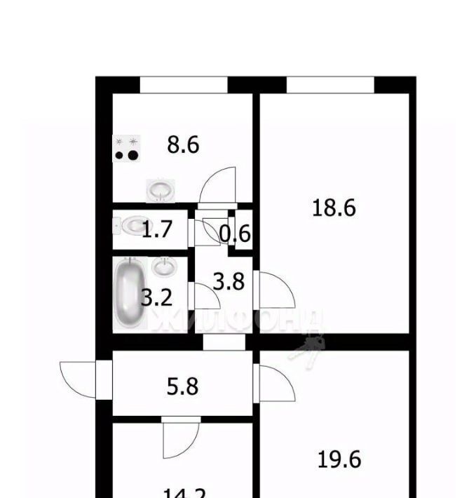 квартира г Новосибирск Заельцовская ул Народная 35/1 фото 17