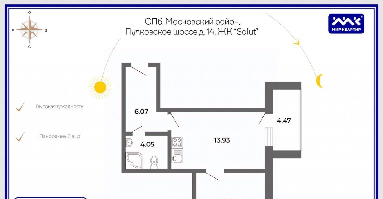 квартира г Санкт-Петербург ш Пулковское 14е Звездная фото 3