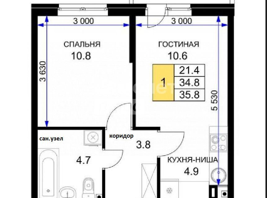 квартира г Краснодар р-н Прикубанский ул им. Героя Ростовского 4 Краснодар городской округ, 8 к 3 / улица Нурмагомеда Гаржимагомедова фото 2