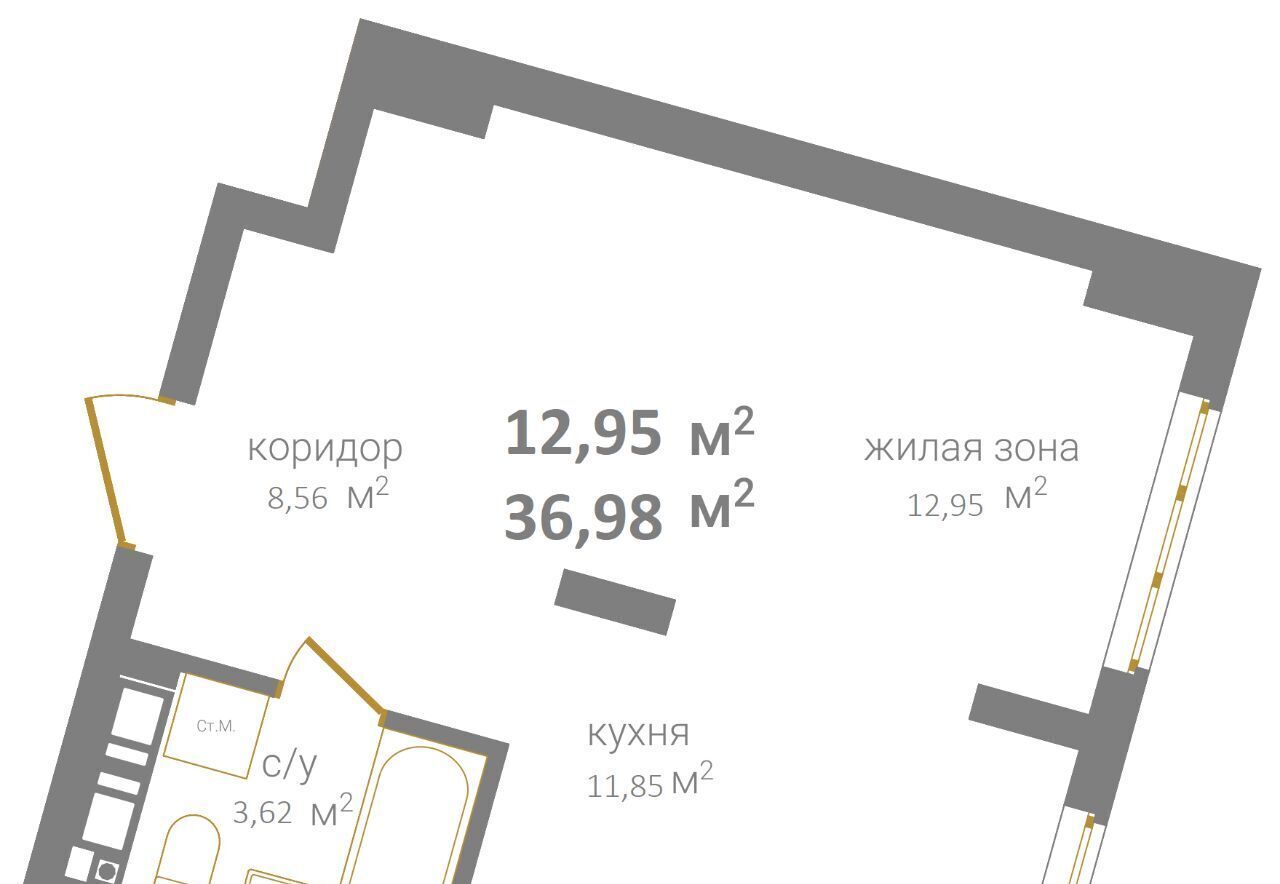 квартира г Нижний Новгород р-н Нижегородский Горьковская ЖК «КМ Дом на Барминской» фото 2