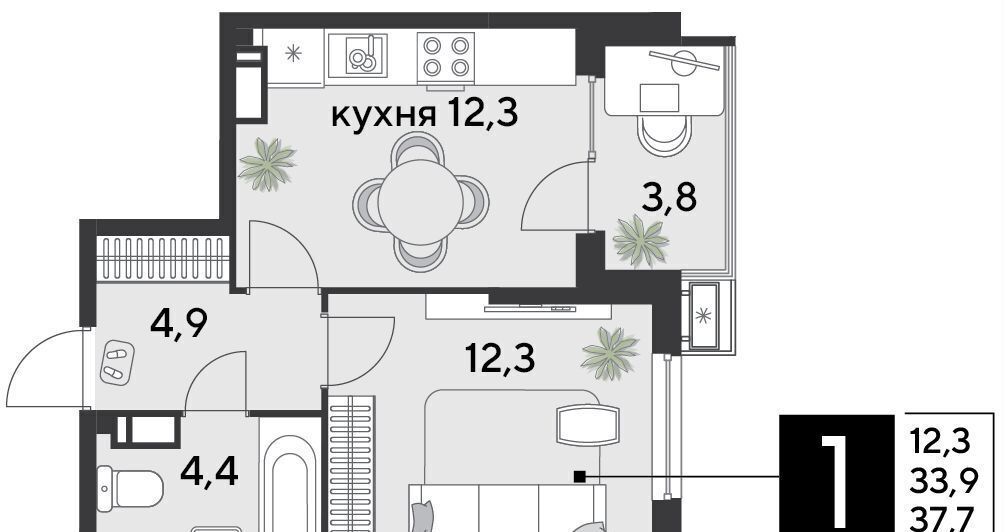 квартира г Краснодар р-н Прикубанский ЖК «Парк Победы 2» ш. Ближний Западный Обход/ул. Героя Пешкова/ ул. Садовая фото 2