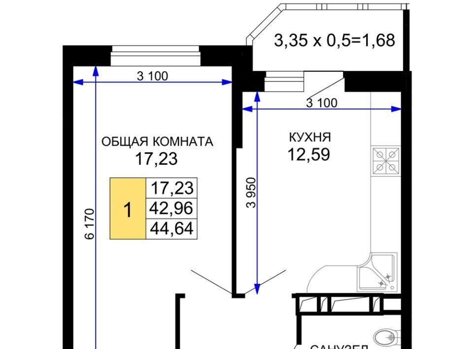 квартира г Краснодар р-н Прикубанский мкр им Петра Метальникова ЖК «Лучший» фото 1