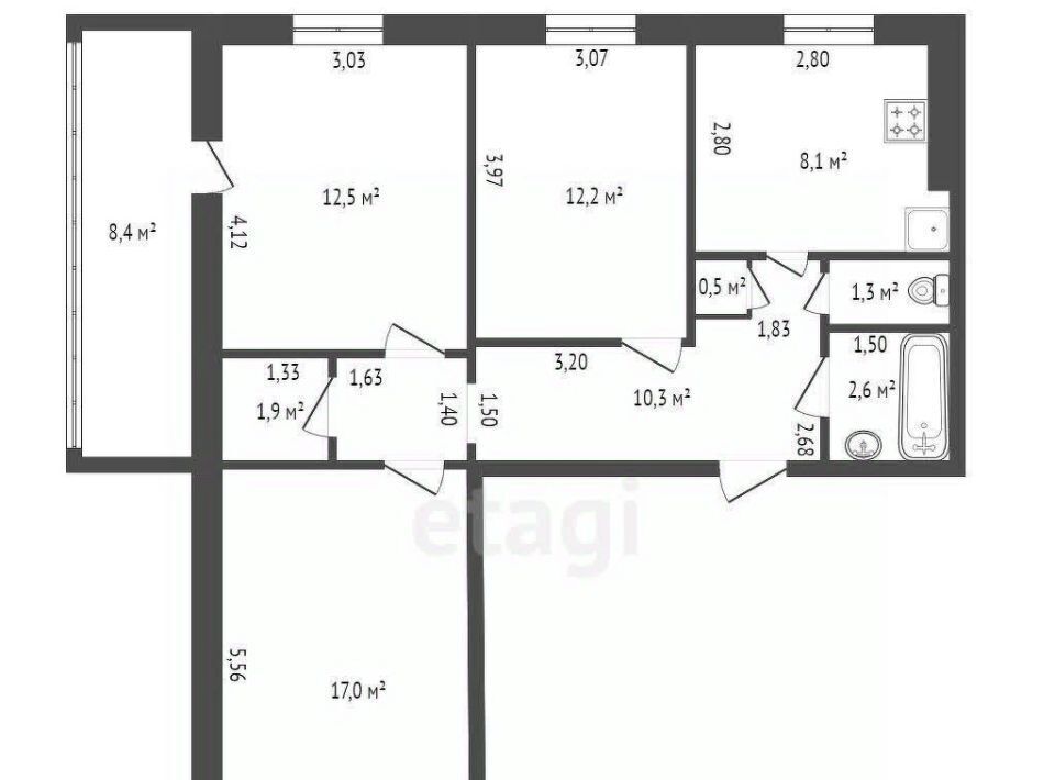 квартира г Уфа р-н Октябрьский ул Академика Королева 30 фото 23