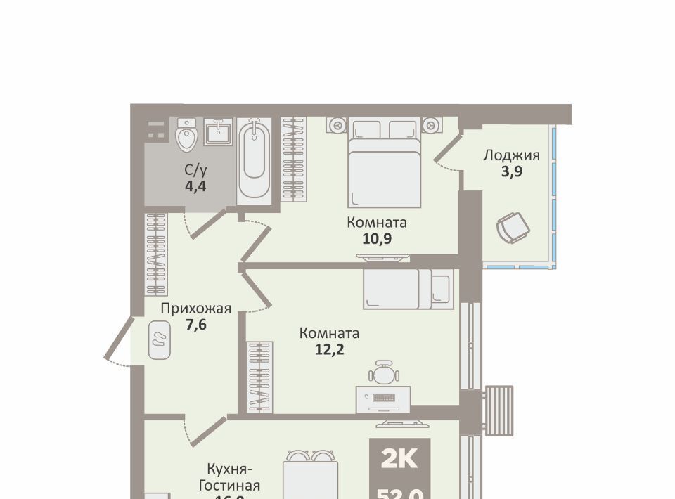 квартира г Курган п Заозерный мкр 1а жилрайон фото 1