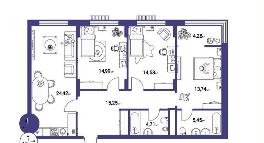 квартира г Тюмень р-н Центральный ул Тимофея Кармацкого 3 ЖК «Life Residence квартал и парк» Центральный административный округ фото 2