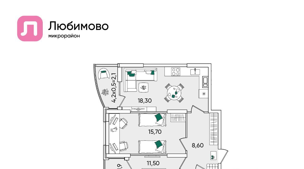 квартира г Краснодар р-н Прикубанский мкр Любимово 5 фото 1