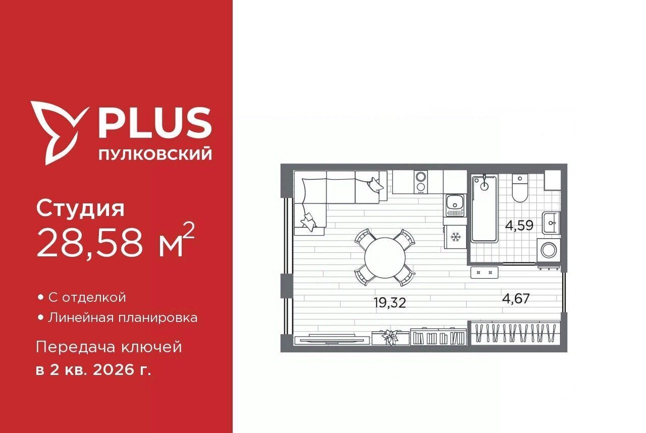 квартира г Санкт-Петербург метро Купчино ЖК Пулковский округ Пулковский меридиан фото 1