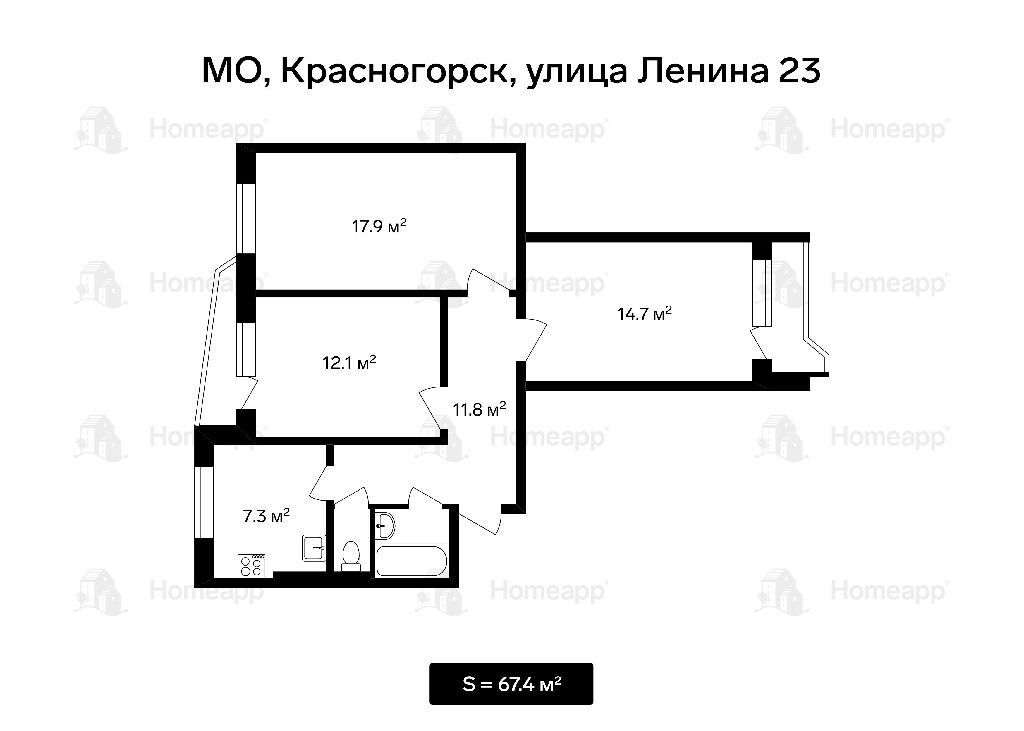 квартира г Красногорск ул Ленина 23 фото 25