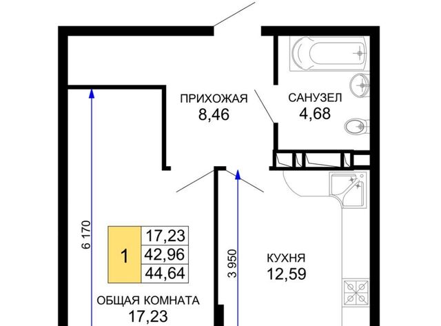 квартира р-н Прикубанский мкр им Петра Метальникова ЖК «Лучший» фото