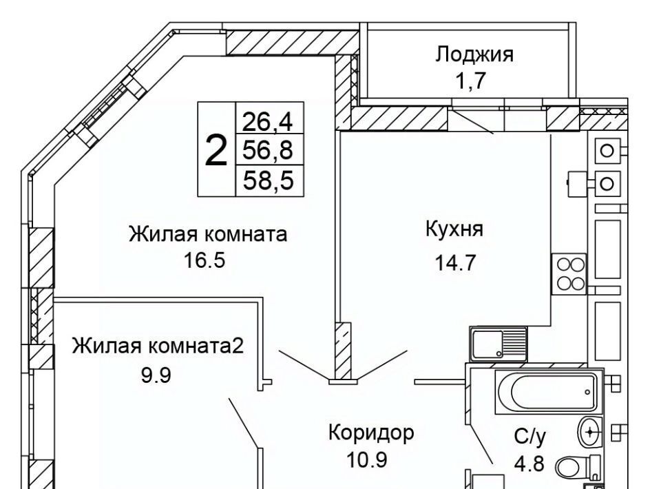 квартира г Волгоград р-н Кировский ул 70-летия Победы 21а фото 1