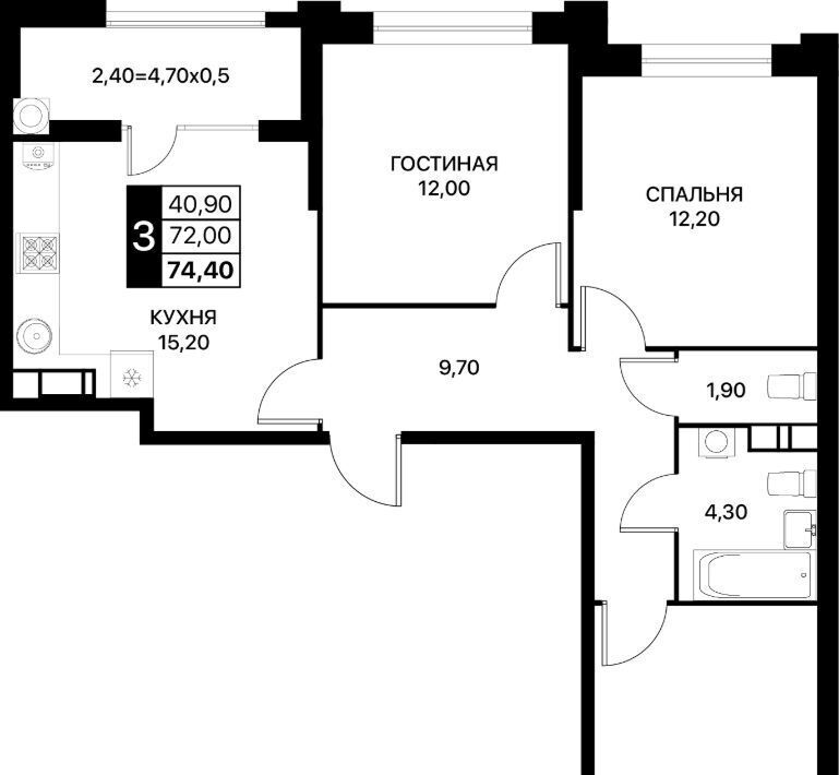 квартира г Ростов-на-Дону р-н Первомайский ЖК «Сияние Квартал на Шолохова» фото 1