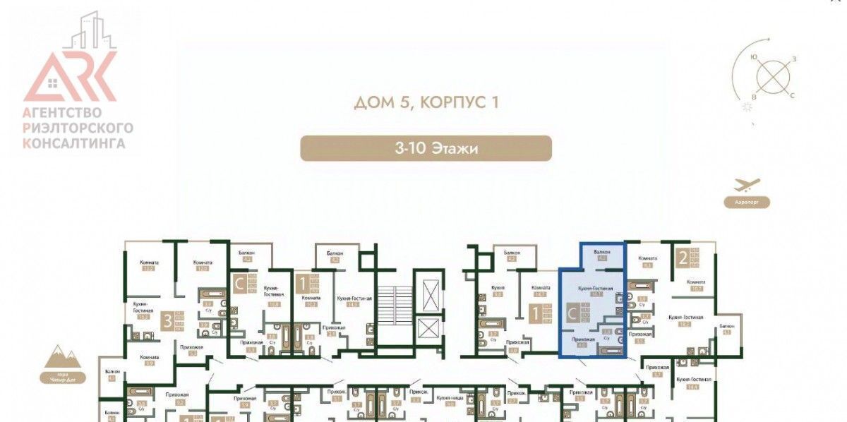 квартира р-н Симферопольский пгт Молодежное ул Парковая 5 Молодёжненское сельское поселение фото 2