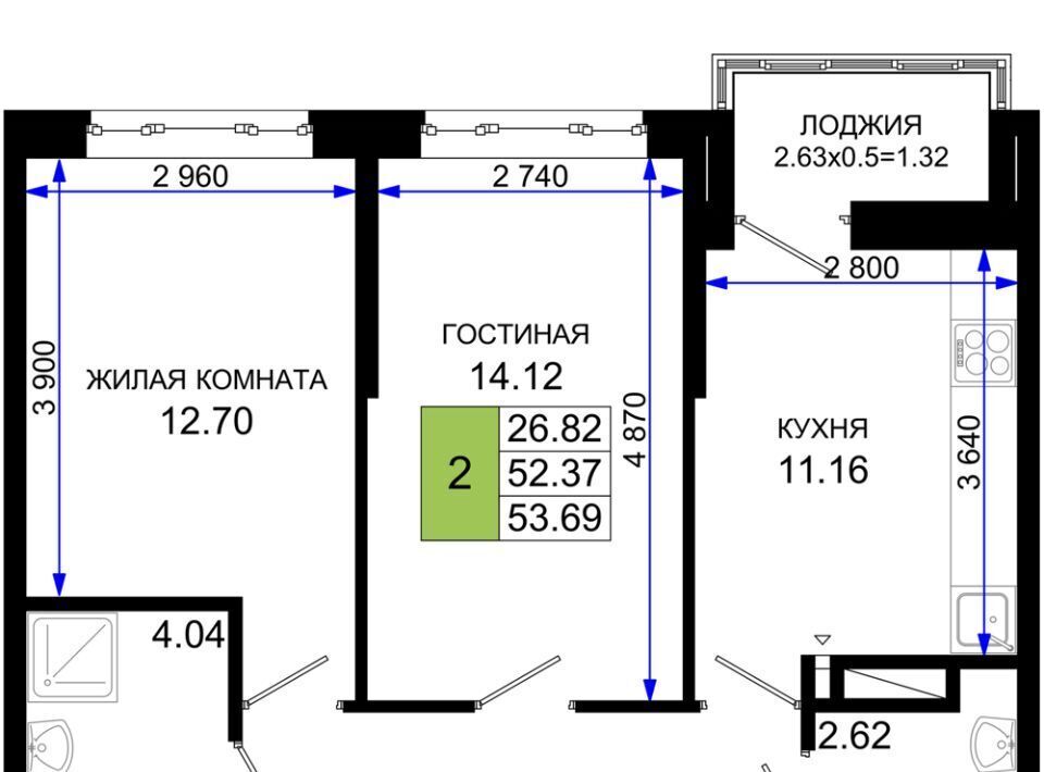 квартира г Ростов-на-Дону р-н Октябрьский пер Нефтекачка ЖК «Октябрь Парк» фото 1