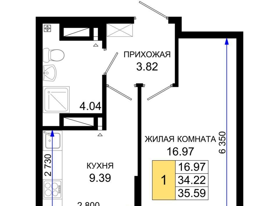 квартира г Ростов-на-Дону р-н Октябрьский пер Элеваторный 6/2а фото 1