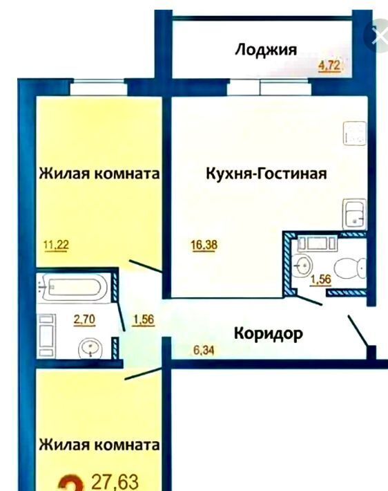 квартира р-н Сосновский п Западный микрорайон «Вишневая горка» 7 Кременкульское с/пос, ул. Вишневая Аллея фото 3