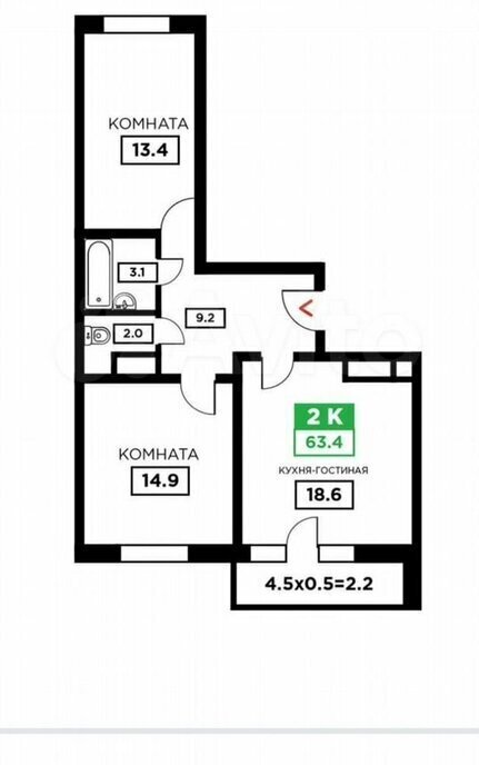 квартира г Краснодар р-н Прикубанский ул Домбайская 55к/6 фото 1