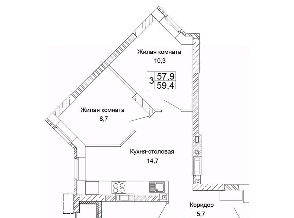 квартира г Волгоград р-н Кировский ЖК «Колизей» фото 1