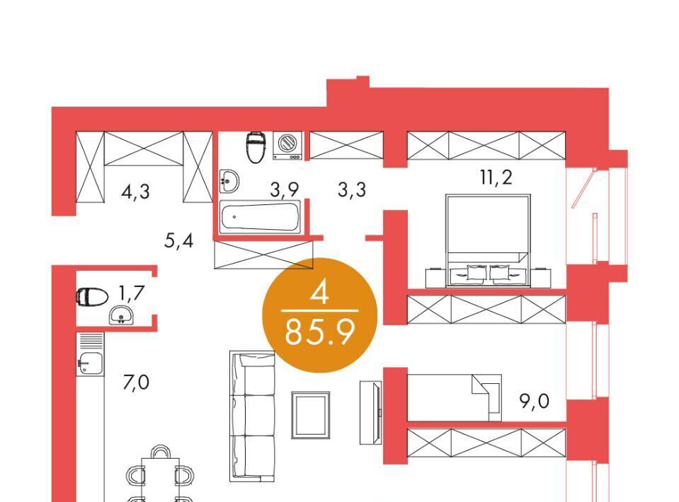 квартира г Красноярск р-н Центральный ул Шахтеров 33а семейный квартал «Барбарис» фото 1