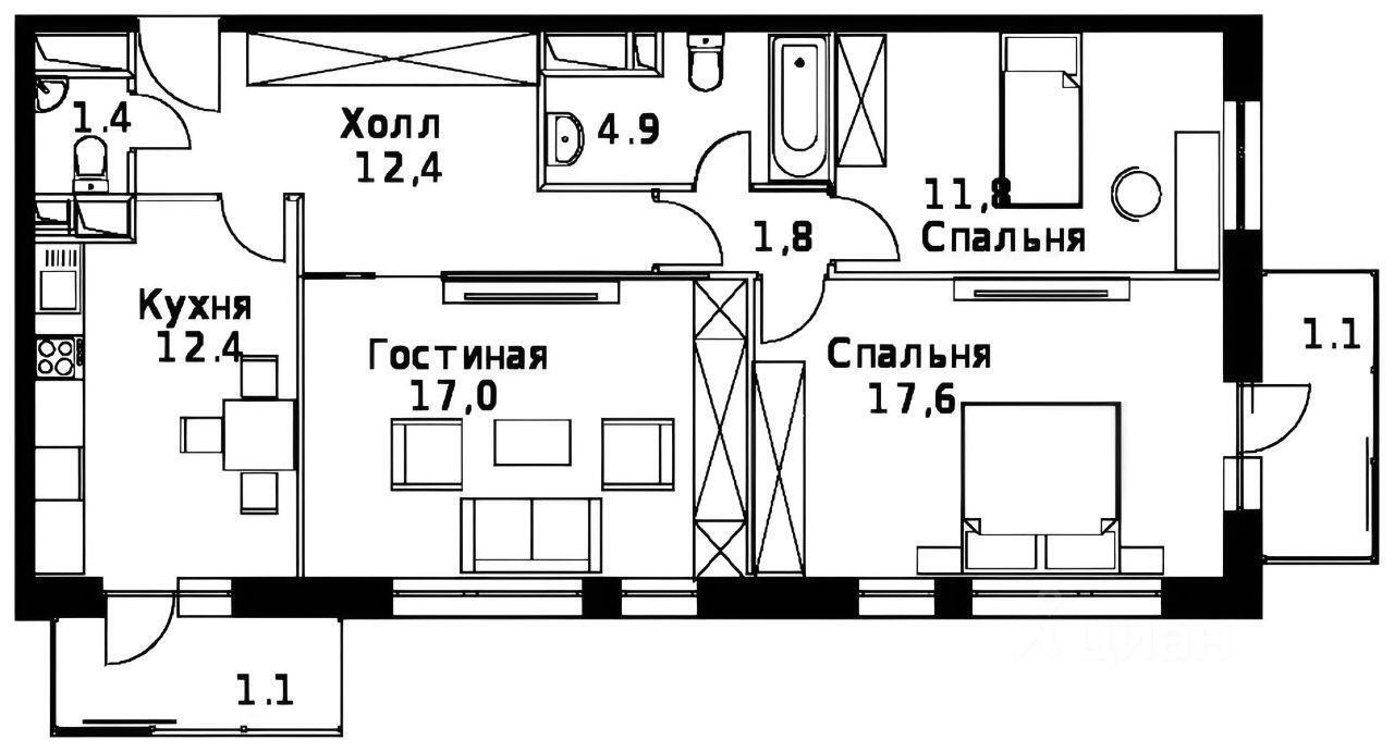 квартира г Москва пр-д Невельского 11/10 Квартал «Символ» Московская область фото 1