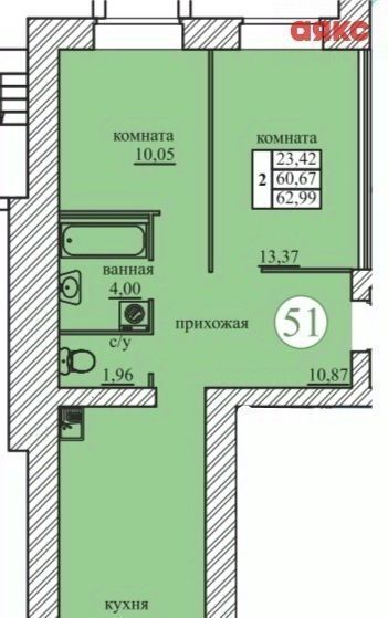 квартира р-н Ярославский п Красный Бор ул Большая Заозерная 39 Заволжское с/пос фото 2