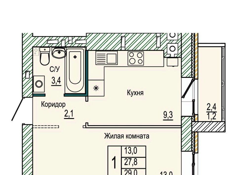 квартира г Волгоград р-н Кировский ЖК «Колизей» фото 1