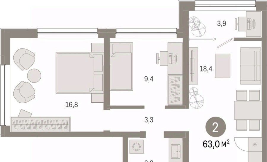 квартира г Тюмень р-н Центральный ул Мысовская 26к/1 фото 3