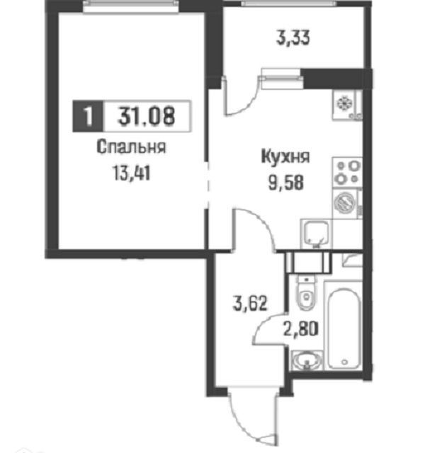 квартира р-н Всеволожский г Мурино ул Екатерининская 16/5 ЖК «Графика» Муринское городское поселение фото 4