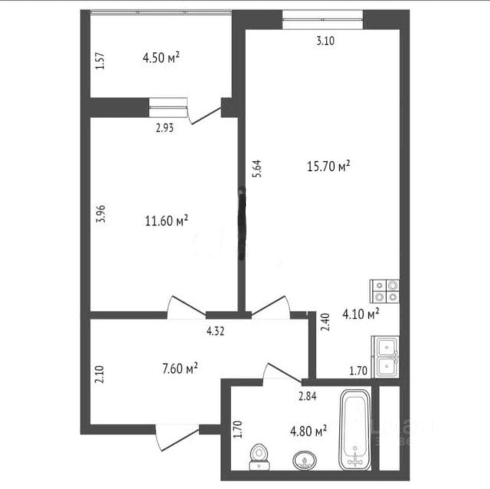 квартира г Краснодар р-н Прикубанский ул им. Сергея Есенина 110/2 фото 18