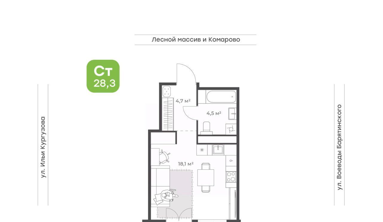 квартира г Тюмень р-н Калининский ЖК «Ботаника» фото 1