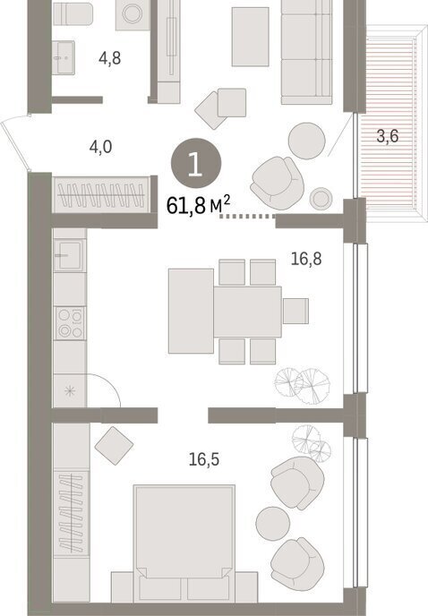 квартира г Тюмень ул Мысовская 26к/1 фото 2