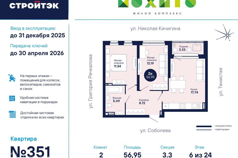 квартира г Екатеринбург Академический Екатеринбург, Мохито, жилой комплекс, муниципальное образование фото 1