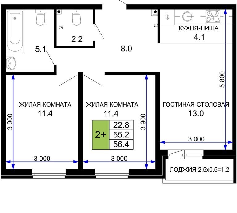 квартира г Краснодар р-н Прикубанский ул им. лётчика Позднякова 2к/23 фото 1