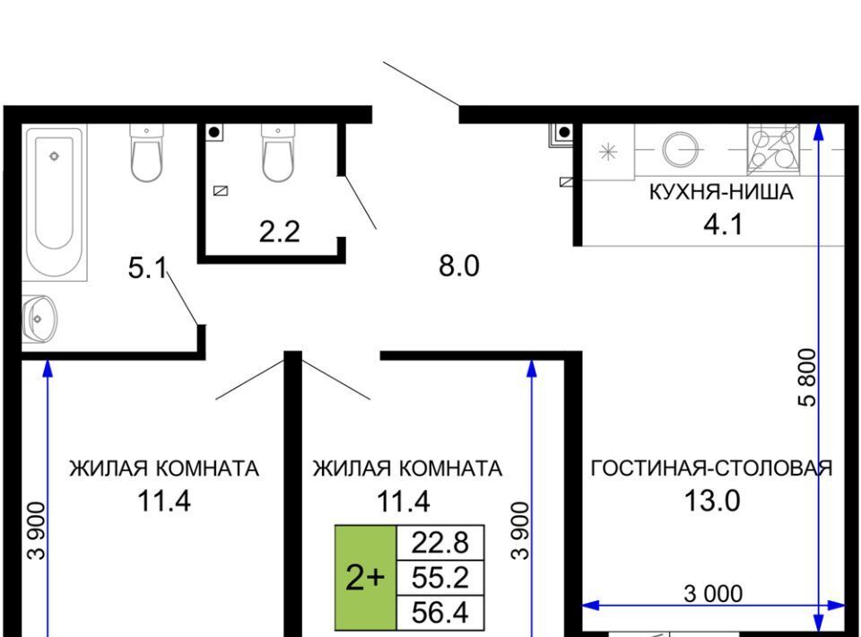 квартира г Краснодар р-н Прикубанский ул им. лётчика Позднякова 2к/23 фото 1