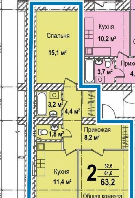 квартира г Кемерово р-н Ленинский б-р Строителей 60к/4 ЖК «Верхний бульвар» фото 1