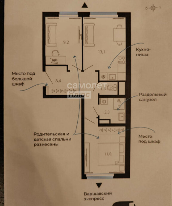 квартира г Санкт-Петербург метро Балтийская наб Обводного канала 118б округ Измайловское фото 24