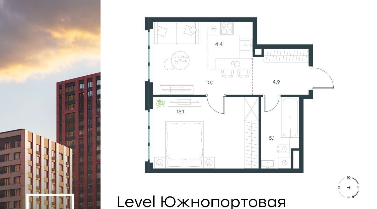 квартира г Москва метро Кожуховская ЖК Левел Южнопортовая 14 муниципальный округ Печатники фото 1