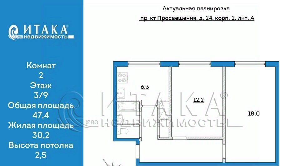 квартира г Санкт-Петербург метро Проспект Просвещения пр-кт Просвещения 24/2 фото 16