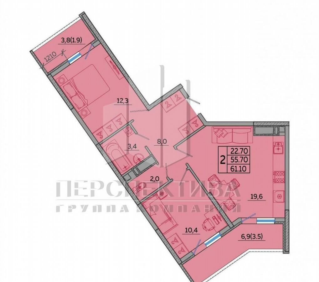 квартира г Новороссийск р-н Приморский ул Герцена 3ак/1 ЖК «Малина» фото 2