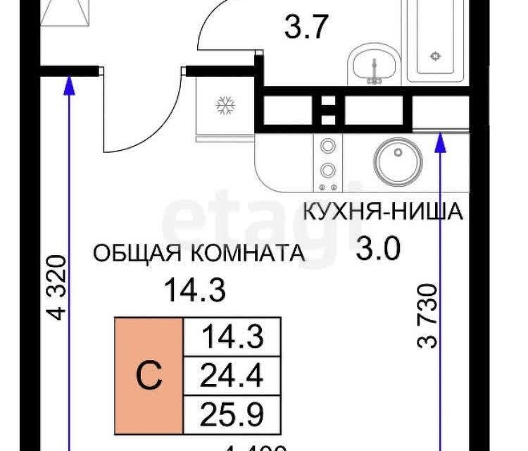 квартира г Краснодар р-н Прикубанский ул им. Героя Ростовского 8 ЖК «Ракурс» Краснодар городской округ, 8 к 7 / улица Нурмагомеда Гаржимагомедова фото 7