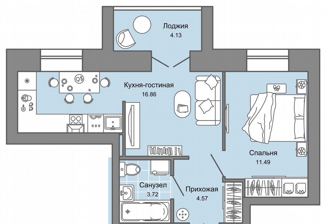 квартира г Ульяновск р-н Заволжский ЖК Центрополис 5 фото 1