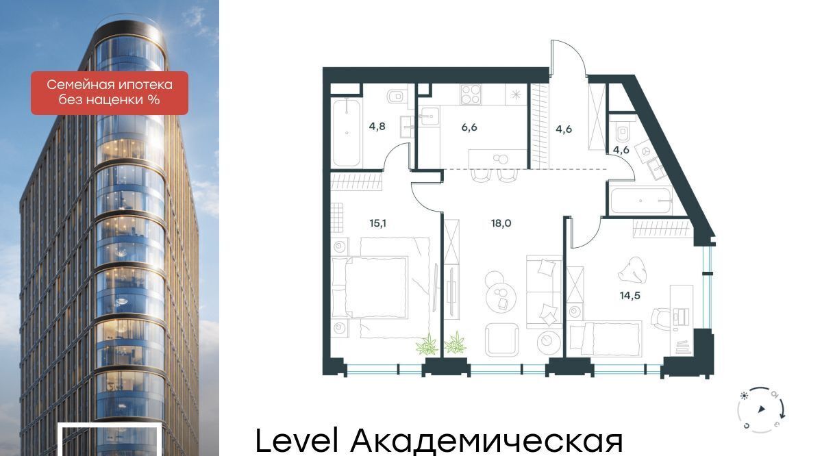 квартира г Москва метро Академическая ул Профсоюзная 2/22 муниципальный округ Академический фото 1