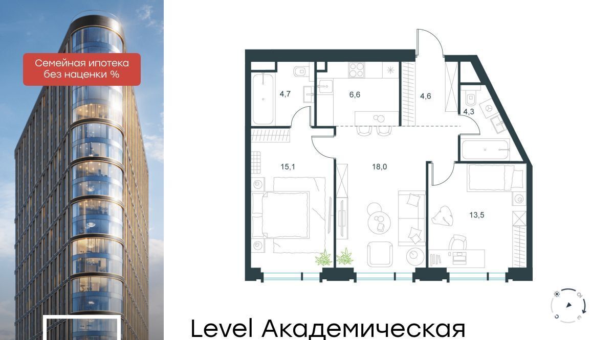 квартира г Москва метро Академическая ул Профсоюзная 2/22 муниципальный округ Академический фото 1