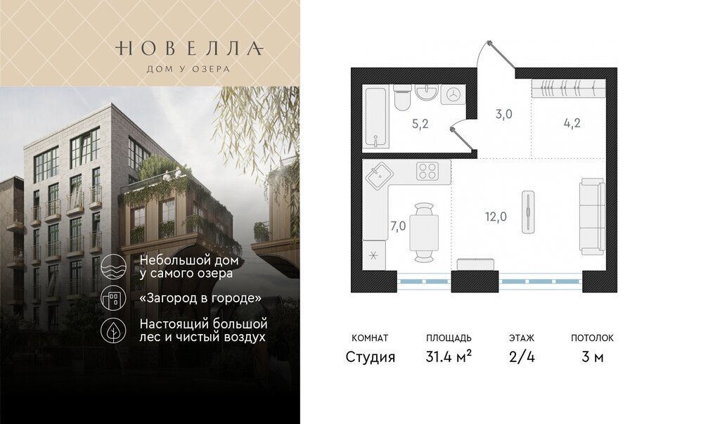 квартира г Новосибирск р-н Заельцовский Заельцовская Карьер Мочище ЖК «Новелла» фото 1