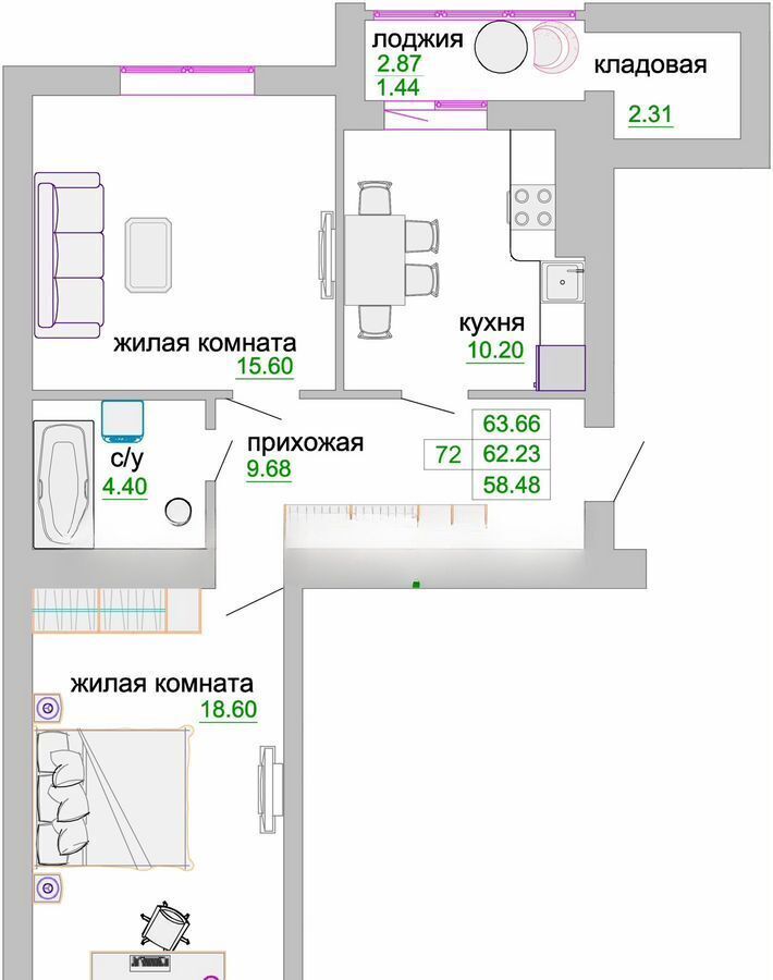 квартира р-н Зеленоградский г Зеленоградск ул Тургенева 16а корп. 2 фото 2