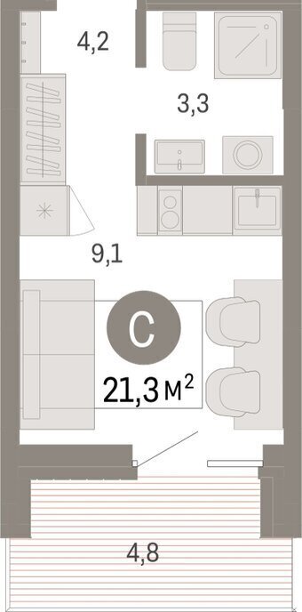 квартира г Омск р-н Кировский Кировский АО фото 2