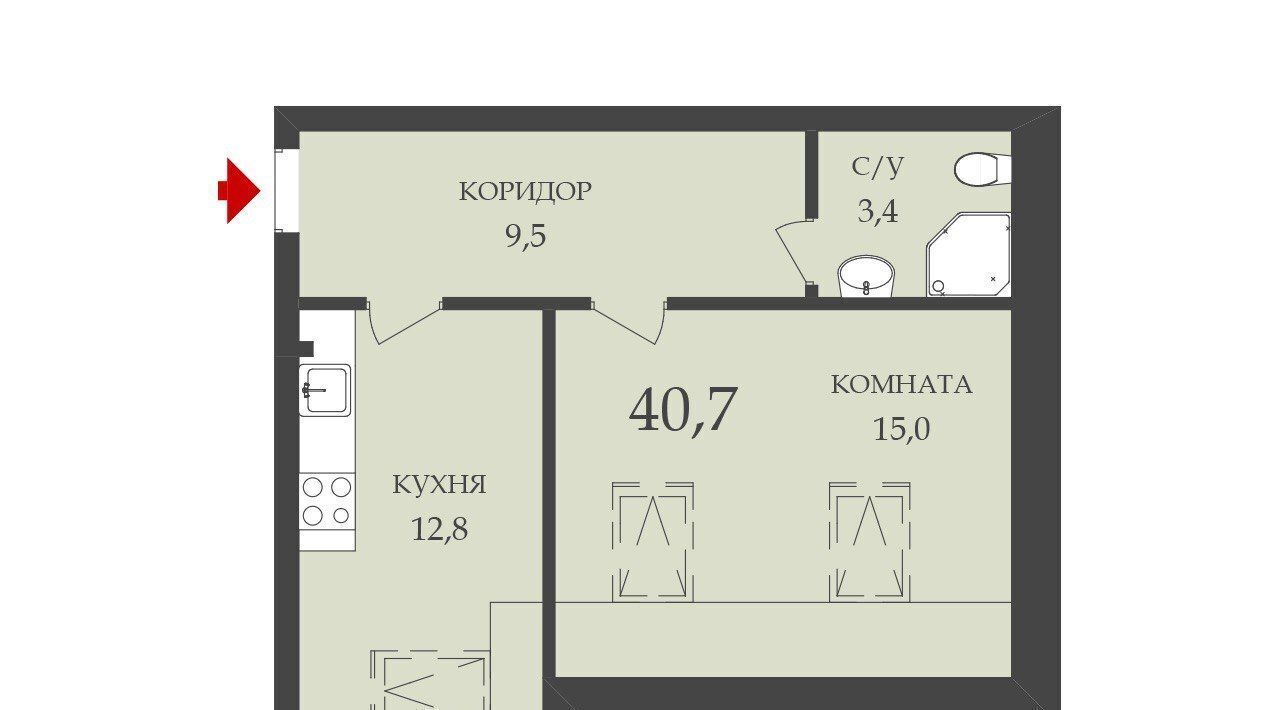 квартира г Калининград р-н Ленинградский ул Тихая 1 фото 21