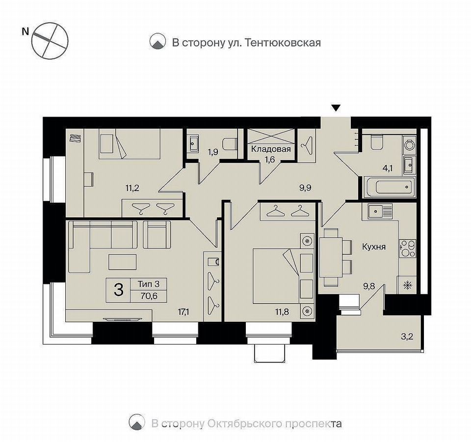 квартира г Сыктывкар ул Тентюковская 320к/3 ЖК «Платон» фото 35