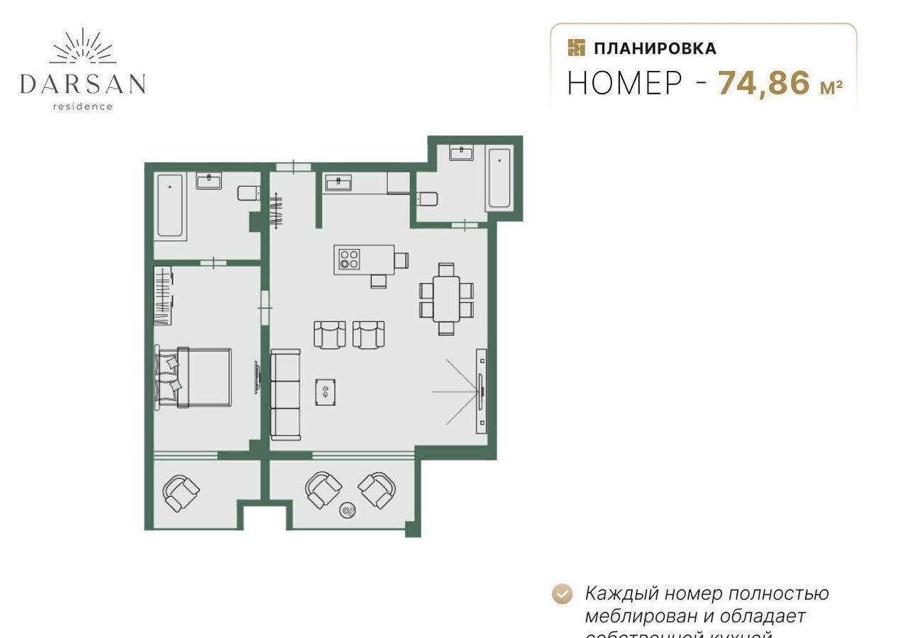 квартира г Ялта ул Войкова 39а МФК «Резиденция Дарсан» корп. 2 фото 2