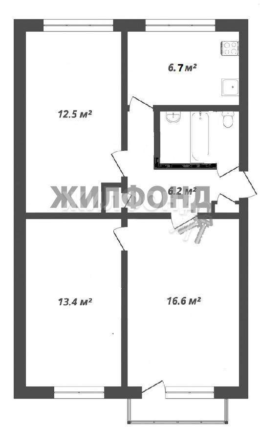 квартира г Новосибирск р-н Заельцовский ул Кропоткина 98 Гагаринская фото 20